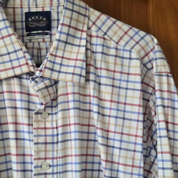 Classic Men's Plaid Button Down Shirt - Blue, Red, White - Picture 1 of 4